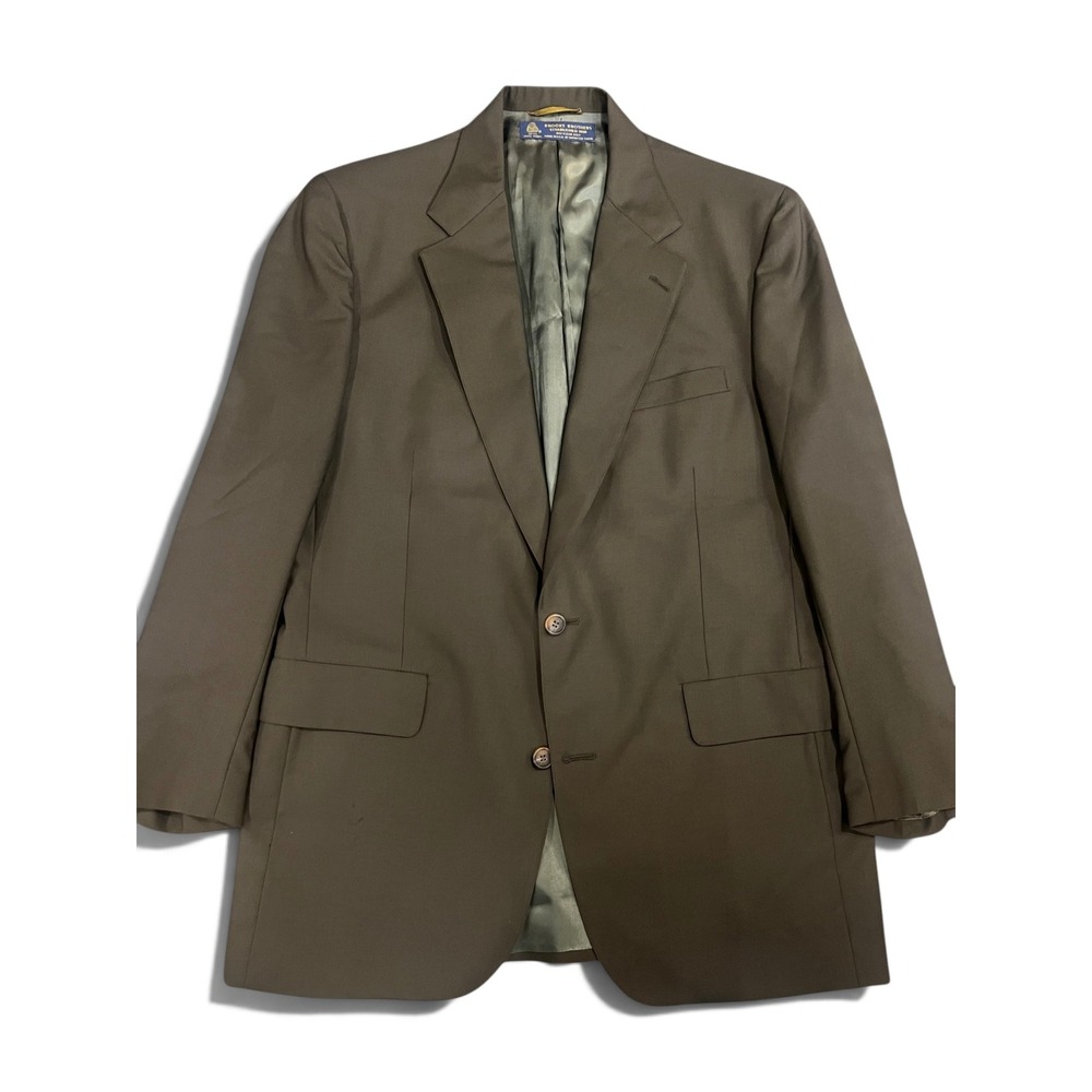 Brooks Brothers Vintage 90s Wool Blazer 41 Long Olive Brown Made in USA Justin